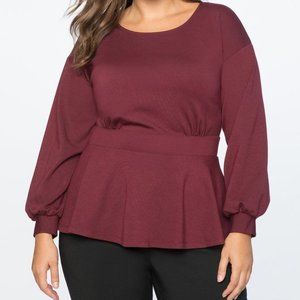 Eloquii Puff Sleeve Peplum Top size 16